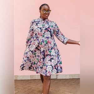 Zuri Oleander dress made from 100% cotton kitenge African wax print size L
